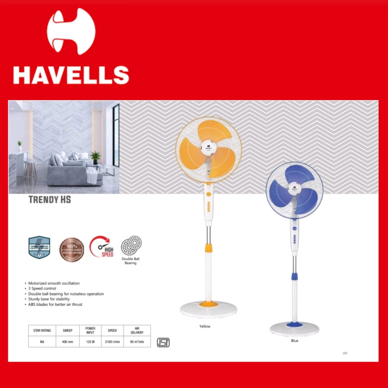 Havells - Pedestal Fan 400mm-Trendy HS. - Image 2