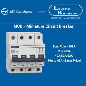 L&T - MCB - Miniature Circuit Breaker Four Pole 10kA (40A to 63A - same price) C-curve.